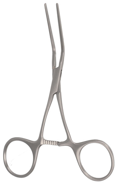 RU 7754-14 / Pinza Bulldog Con Anelli, Atraumatica Angol. in Su, Curva, 12,5 cm