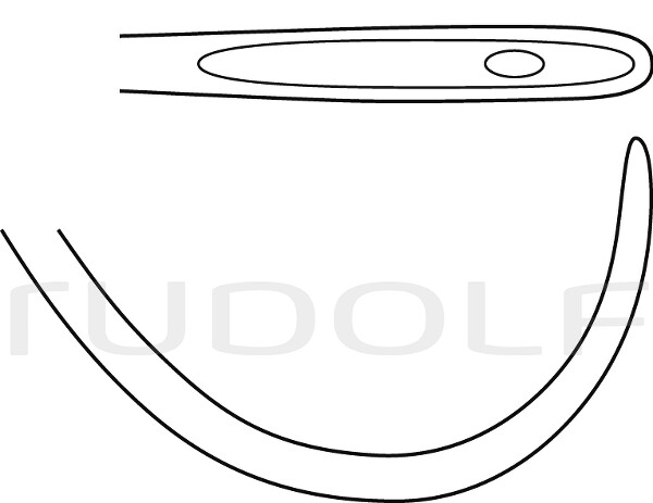 RU 6112-21 / Ago Per Legatura Deschamps, Smusso, Per Mano Sinistra, 21 cm, Curvo A Destra