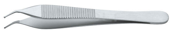 RU 4136-72 / Pinza Chirurgica Adson, Angolata, 1x2 Denti, Zigrinatura A Croce, 12,0 cm