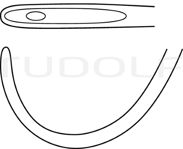 RU 6100-20 / Ago Per Legatura Deschamps-Standard Smusso, Per Mano Destra, 20 cm, Curvo A Sinistra
