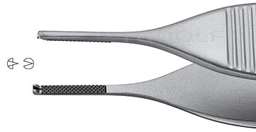 RU 4134-12 / Pinza Chir. Standard-Adson, Retta, Tc,1x2D 12,0 cm