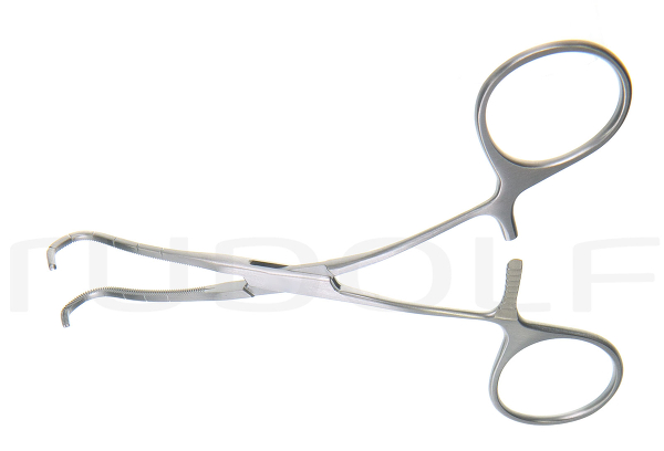 RU 7754-18 / Ring Handle Bulldog Clamp Cooley, Atr., Strong Angled Upwards, 12 cm - 4 3/4"