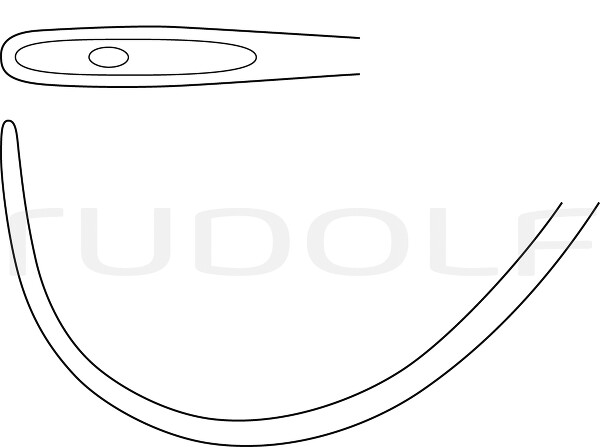 RU 6110-28 / Ago Per Legatura Deschamps, Smusso, Per Mano Destra, 28 cm, Curvo A Sinistra
