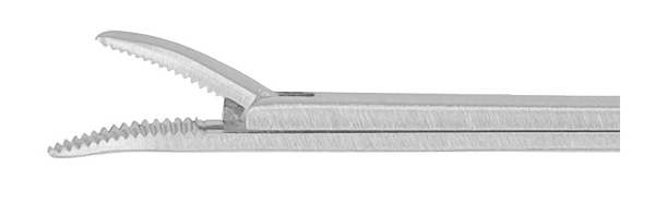 RU 7890-24 / Micro Ear Forceps, Curved Left, Serrated, Shaft Length 8 cm - 3 1/4",