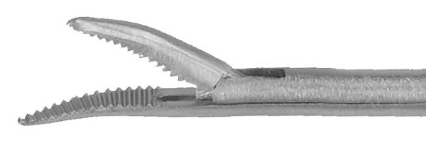 RU 7890-24 / Mikro-Ohrzängchen, Links Gebogen, Gerieft, Schaftlänge 8 cm,