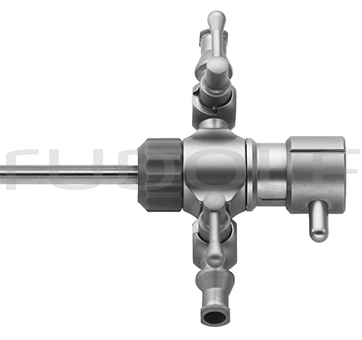 AT040-202 / HIGH-FLOW Arthroskopschaft; mit Drehbarem Spülanschluß; 2 Hähne; Ø6mm
