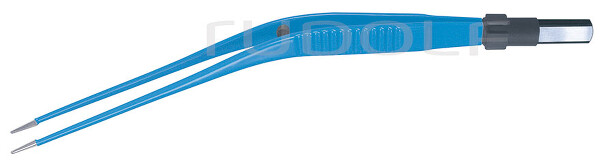 HF518-017 / Pinza Bipolar Estándar, Curva, Conector Plano, 0,30 mm, 17 cm