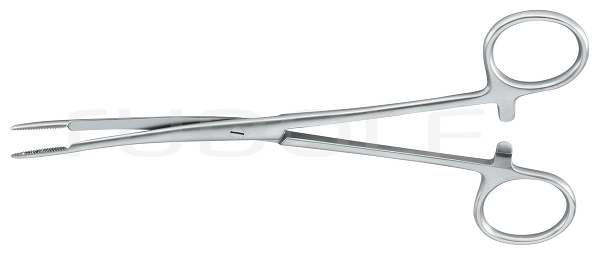 RU 3815-17 / Korn-(Polypen) Zange, Gebogen, mit Sperre, 17 cm