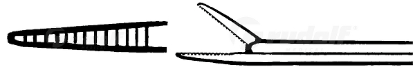 RU 7893-11/04 / Micro Ear Forceps, Straight, Serrated, Shaft Length 8 cm - 3 1/4",