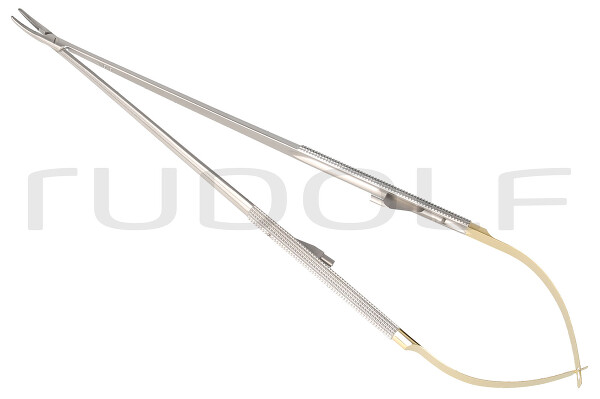 RU 5866-53 / Needle Holder Castroviejo/Barraquer, Cvd. TC, W. Ratchet, 23cm, 9"