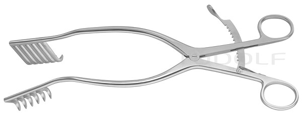 RU 4745-01 / Hemilaminectomy Retractor l. 22mm, Right 42mm, 28cm, 11", 6x6 Teeth