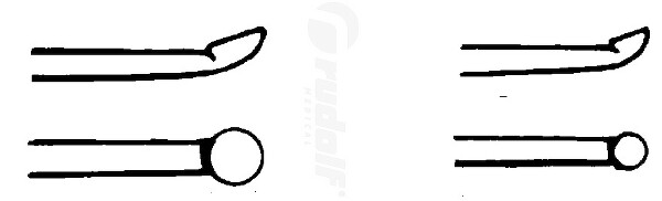 RU 7909-10/10 / Löffel House, Scharf, Leicht Gebogen, Doppelendig, Oval 1 x 1,2 mm, 16,5 cm