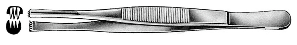 RU 4103-14 / Pinzette Chir. Standard, Ger., 3x4Z. 14,5 cm