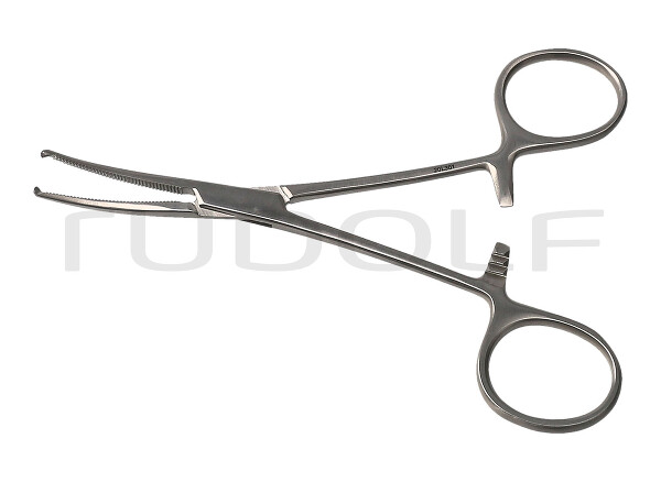 RU 3031-13 / Pinza Emost. Kocher, Delicata, Curva, 1x2D 13,0 cm