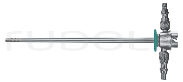 RC220-112 / Camicia Esterna A Flusso Continuo Per Resettoscopio, 22Ch, Girevole, Click System Turchese, Perforazione Intorno