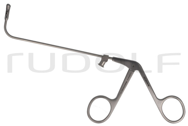 RU 8114-06 / Pinza De Doble Cuchara, Corte Horizontal Ø 4 mm, 90° Curva Hacia Arriba, 12 cm, Con LUER-LOCK