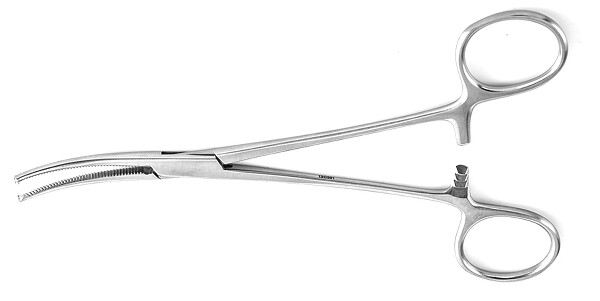RU 3031-16 / Pinza Emost. Kocher, Delicata, Curva, 1x2D 16,0 cm