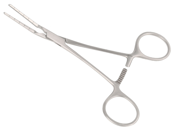 RU 7754-02 / Cooley Atrauma Clamp, Pediatric, Angled, (L) 14 cm - 5 1/2"