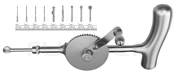 RU 5746-00 / Stille Hand Drill Cpl. 9½" W/Twist Drill+Spec. Burrs RU 5746-01 - 09