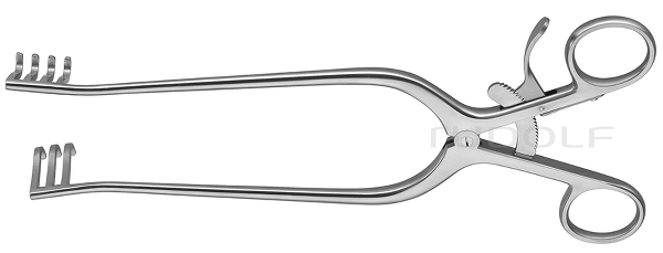 RU 4725-25 / Retractor Weitlaner, Blunt 24cm
, 9 1/2", 3x4 Teeth