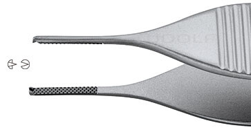 RU 4130-22 / Pinza Chir. Micro Adson, Retta, 1x2 D., TC, 12 cm - 4 3/4"