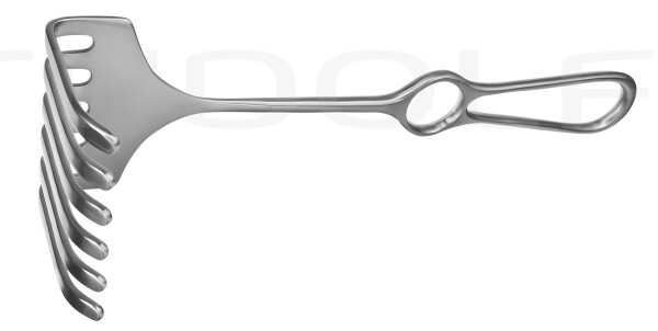 RU 4517-04 / Divaricatore Israel, Smusso, 6 Denti 25,0 cm, 70x70 mm