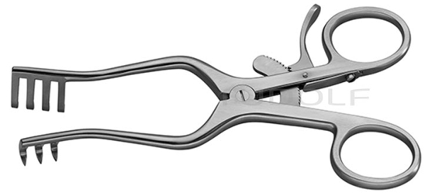 RU 4700-16 / Retractor Weitlaner, Sharp, 3x4 Teeth, Spread 90 mm, 16.5 cm - 6 1/2"