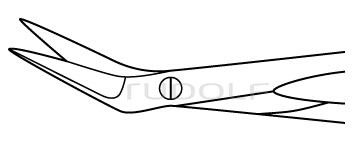 RU 1773-25R / Micro Scissors Streamline, Sh/Sh, Angled 25°, Blade 10mm W/O. Ball, 18cm, 7"
