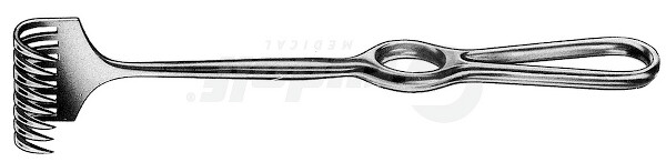 RU 4519-01 / Divaricatore Körte, Manico Verticale Acuto, 8 Denti, 24,0 cm, 26x40 mm