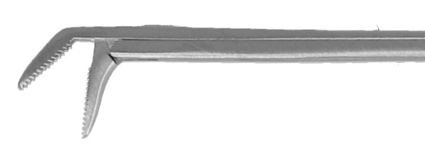 RU 7890-27 / Mikro-Ohrzängchen, Abgewinkelt, Gerieft, Schaftlänge 8 cm