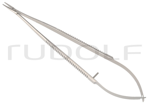 RU 5850-18G / Needle Holder Microgrip, Stand., Flat Hdl. Str., W/O. Ratchet, 18cm, 7"