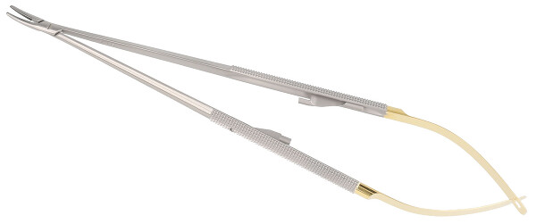 RU 5866-43 / Needle Holder Castroviejo/Barraquer, Cvd. TC, W. Ratchet, 21cm, 8 1/4"