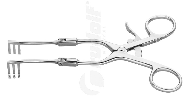 RU 4694-11 / Retractor Fisch, Blunt, 3x3 Teeth, Adjustable, 17 cm - 6 3/4"