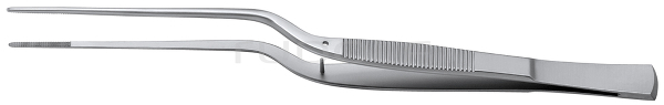 RU 4054-17 / Dressing Forceps Taylor, Bayonet Shaped, 1.5 mm, Dissector End, (L) 18.5 cm - 7"