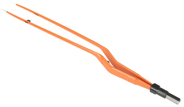 HF520-075 / Pinza Bipolar Non-Stick, Bayoneta, Recta, Conector Plano, 0,60 mm, 24 cm